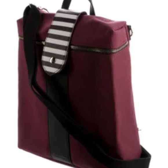 Henri Bendel Convertible Maroon Canvas Backpack with Black Trim Henri Bendel Mini Jetsetter Convertible Backpack Burgundy  main image 2